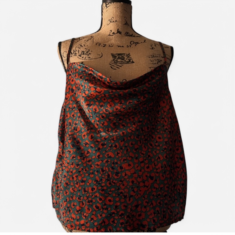 Red and Black Leopard Print Top